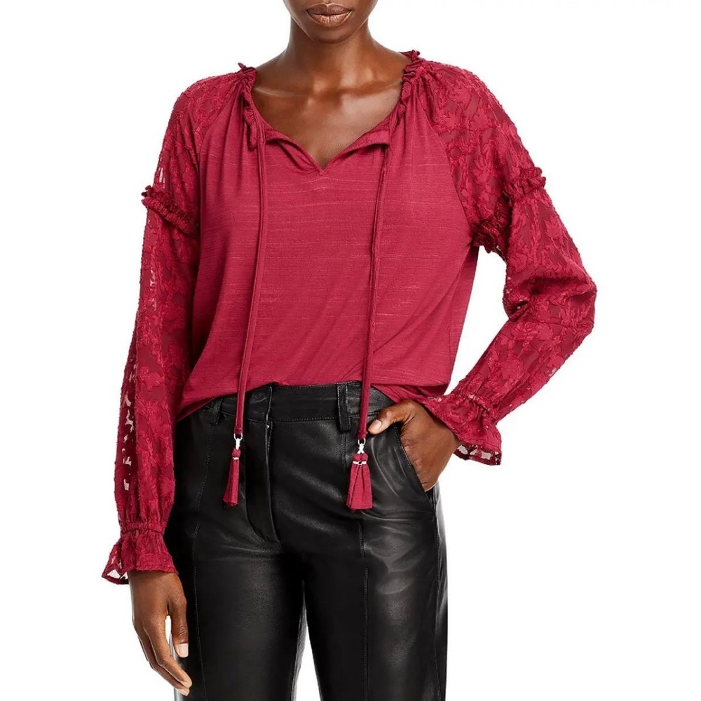 Cupid burnout chiffon sleeve blouse